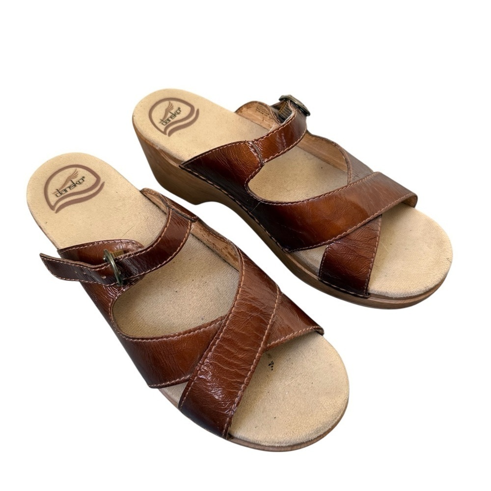 Dansko Sela Brown Leather Strappy Sandal Clogs Size 40 (US 9.5-10)